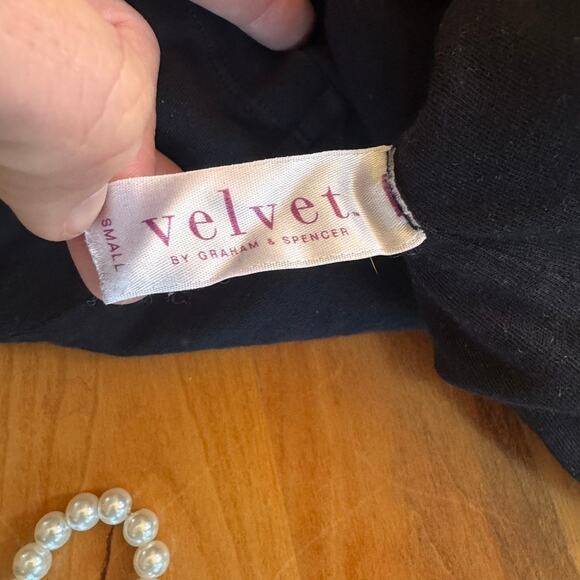 Velvet by Graham & Spencer Dress Black Long sleeve button 100% cotton sz Small S - Picture 5 of 9